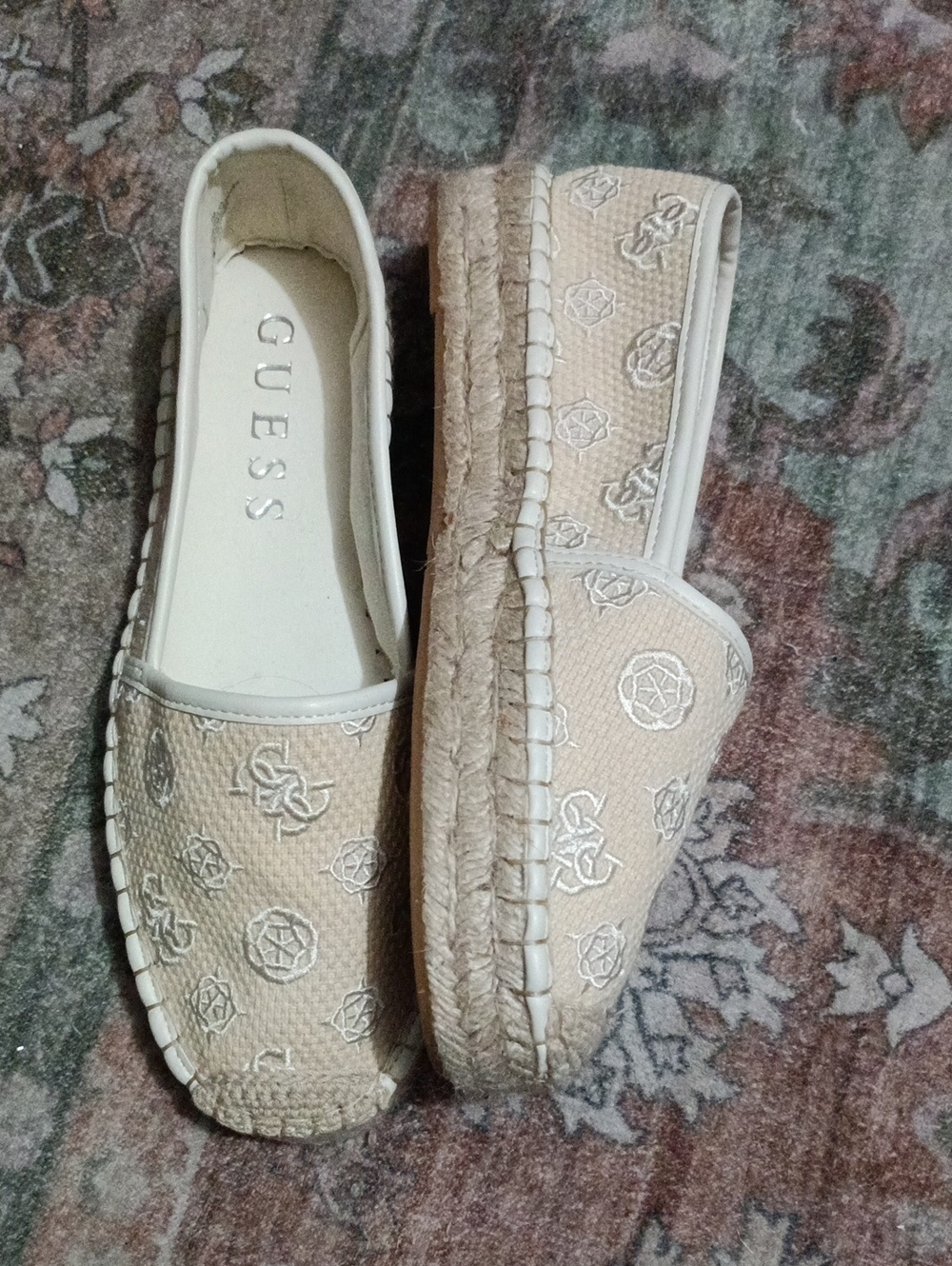 GUESS Beige Cream Espadrille Slip-On Flats